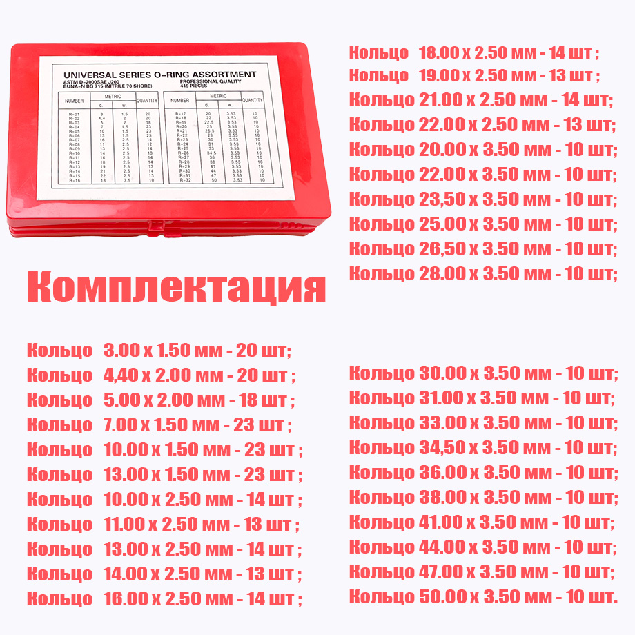 Набор колец 8С (419шт-32наим)
