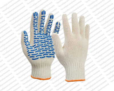 Перчатки ХБ с ПВХ волна белые